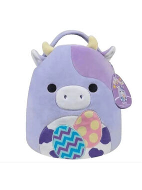 Squishmallows Toys Basket Squishmallow Purple Plush Bubba The Cow Easter Basket